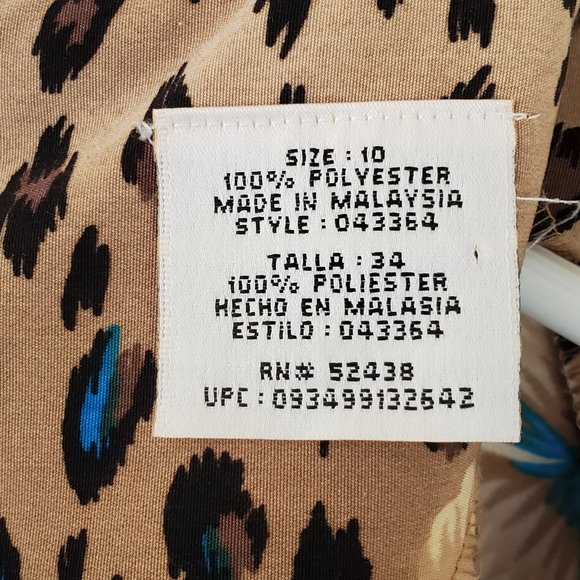 Vintage Hawaiian Floral Animal Print Dress Women's 10 Short Sleeve Back Zip - Picture 12 of 12